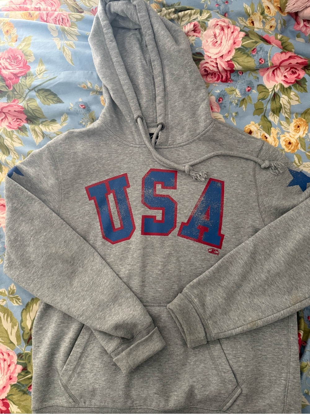47 Gray Hooded Pullover with White Logo Tag